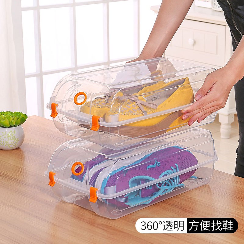 加厚鞋盒塑料PP鞋盒水晶塑料透明鞋盒鞋子收纳盒男女款通用多色多款多功能生活日用收纳用品时尚创意简约收纳盒