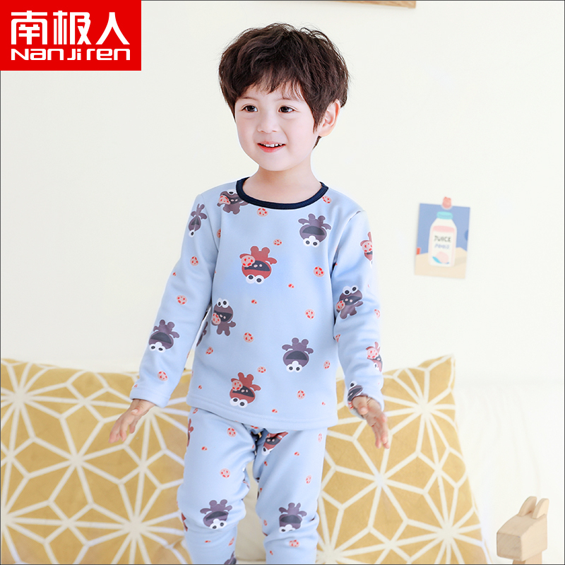 南极人儿童保暖内衣套装加绒加厚秋冬季男童秋衣秋裤女宝宝冬装婴儿睡衣