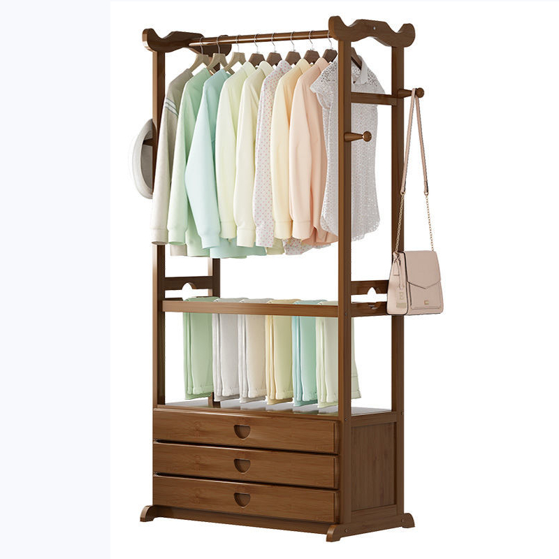 衣架落地立式实木挂衣架卧室衣帽晾衣架室内简易家用衣服收纳置物灏