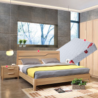 A家家具 床 双人床宜家风格 卧室家具实木框床1.5米1.8米双人床实木床储物床Y001 1.8米高箱床+床垫+2床头柜