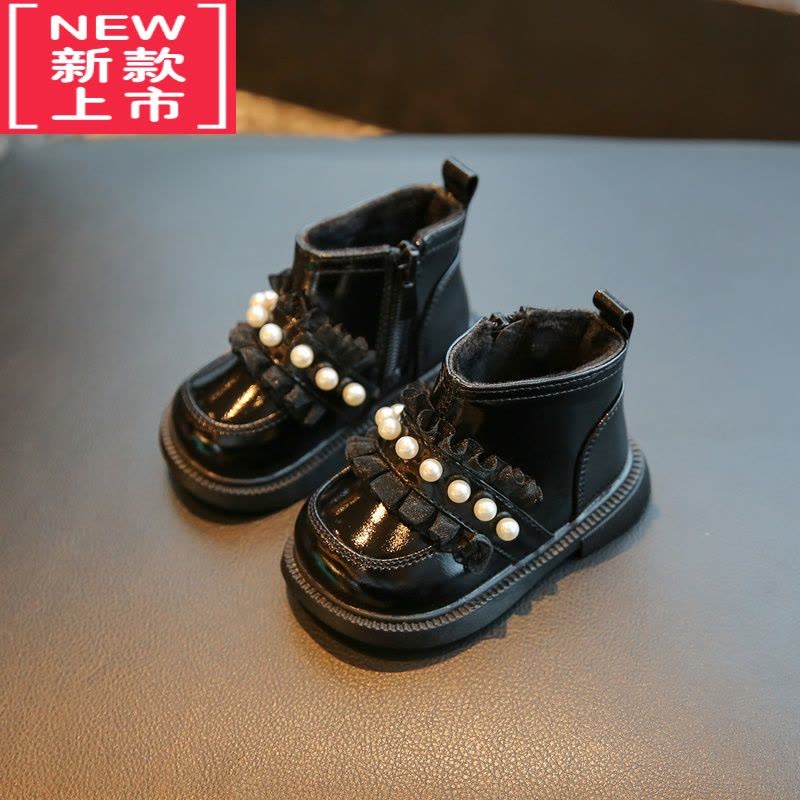可莉允女宝宝鞋子加绒小皮鞋棉鞋短靴婴儿学步鞋女童靴子软底公主鞋冬季图片