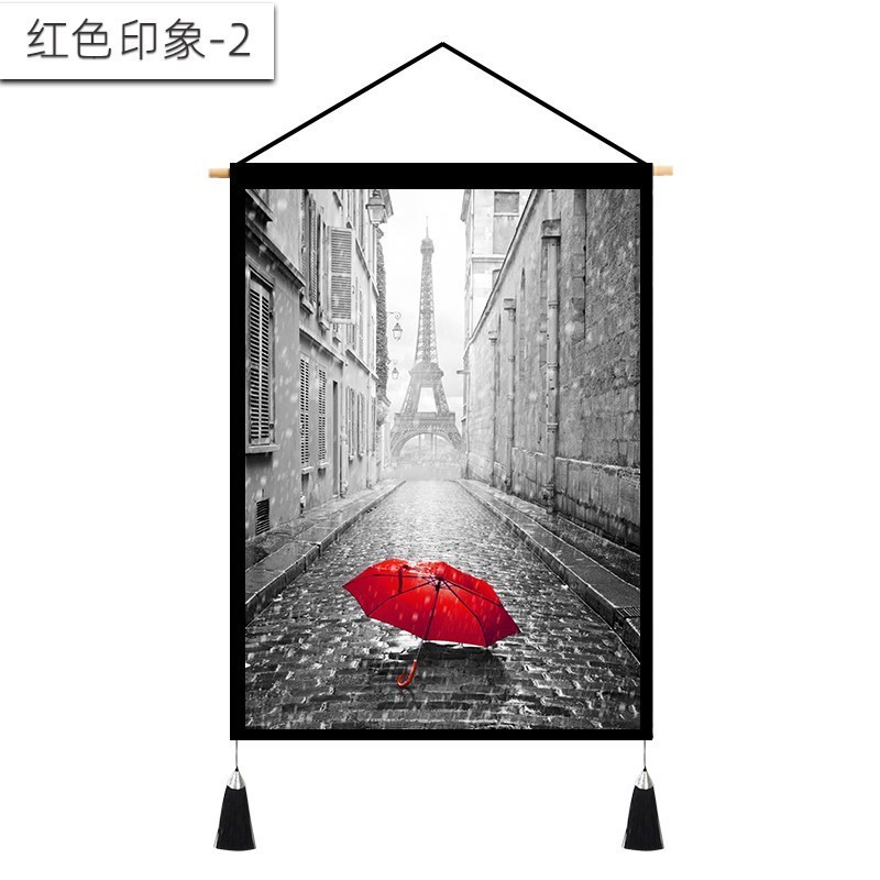 背景布风挂布 房间装饰画墙布北欧客厅沙发背景墙床头挂画 红色印象-2 宽45cm*高65cm
