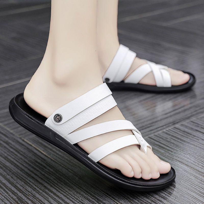 nakezg拖鞋男士2024新款夏季一字拖沙滩鞋潮软底休闲外穿开车两用皮