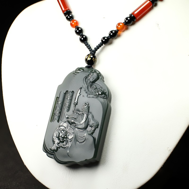 和田玉关公玉吊坠真品青玉细料新疆玉石男款玉坠男士女士玉牌玉挂件