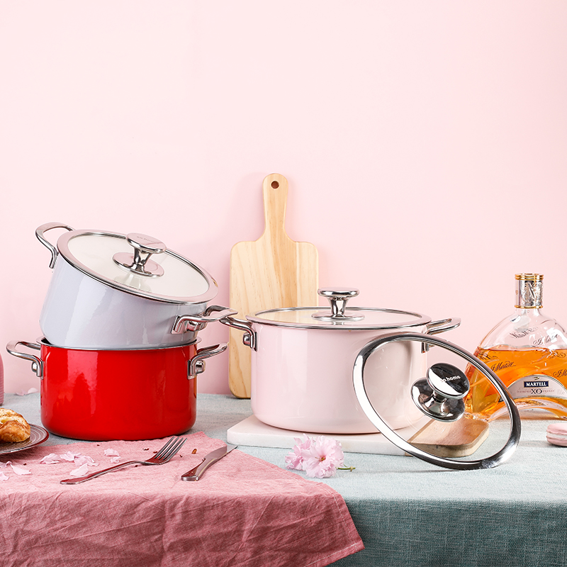 so.home罗马不锈钢珐琅炖锅R469-20B颜色随机20cm3L