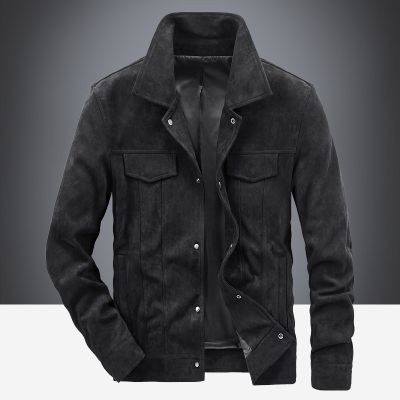 JPDUN吉普盾秋冬季新款男士鹿皮绒外套男装青年大码休闲多口袋夹克 黑色 L