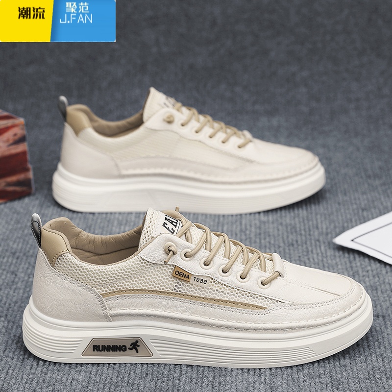 聚范男鞋2024新款夏季透气薄款小白板鞋网面休闲运动网鞋耐磨百搭潮鞋高清大图