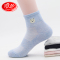 浪莎langsha女士纯棉袜子6双女式春夏秋季中筒中厚款韩版卡通网眼透气运动休闲袜
