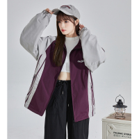 唐狮2023秋新款复古运动休闲外套女独特好看立领薄款春秋夹克上衣_68275 S 红酒紫