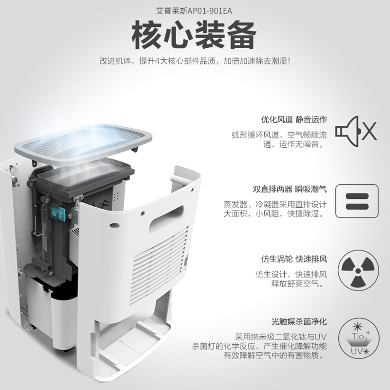 美国Airplus除湿机家用卧室小型抽湿机静音迷你吸湿器除潮干燥机