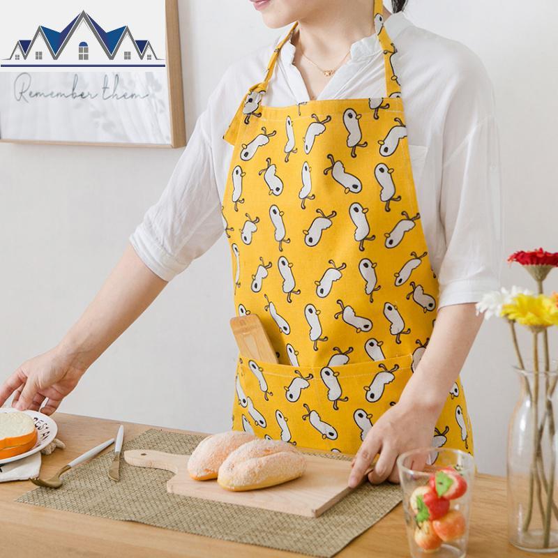 男女棉麻围裙厨房带兜围腰无袖家居罩衣 咖啡厅餐厅美甲工作服 三维工匠