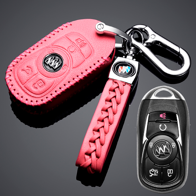 【补贴10%】别克昂科威钥匙套2020款君越君威昂科旗专用汽车19款钥匙包扣高档汽车钥匙包 别克B7粉色+绳扣（智能五键）新君越/昂科旗