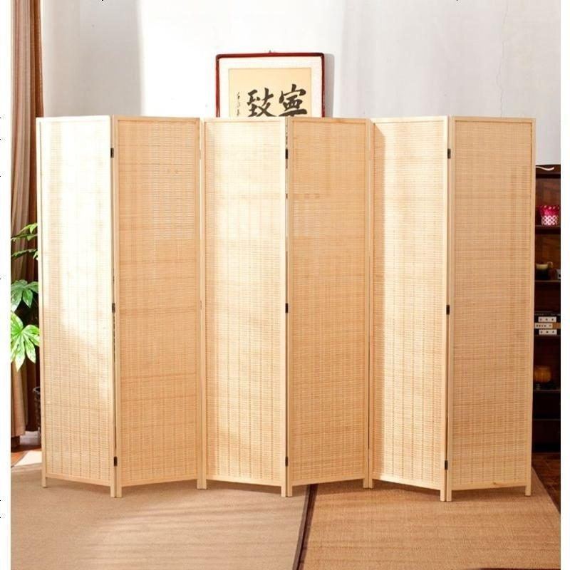 竹子白色简易客厅屏风隔断墙简约现代可折叠中式经济型移动推拉
