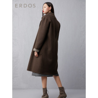 ERDOS 新款通勤简约女士羊绒大衣中长款毛呢外套可拆卸领