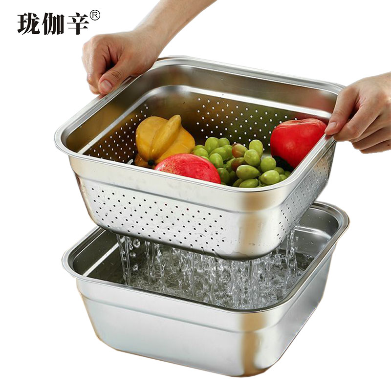珑伽辛 不锈钢方盆漏盆 30cm*30cm/个高清大图