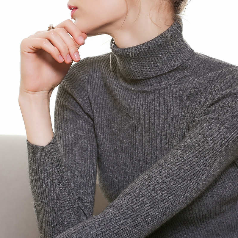 秋冬高领毛衣女羊毛衫短款加厚修身套头长袖针织打底针织衫女