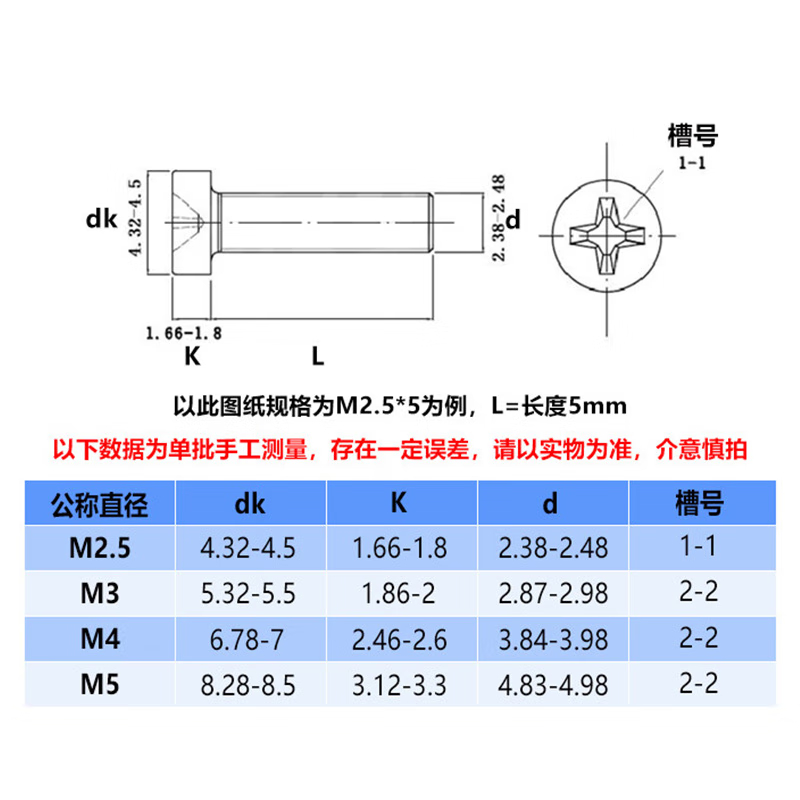 海斯迪克 HKT-3 不锈钢十字槽圆柱头机螺钉H型 GB822 M4*16(200个)高清大图