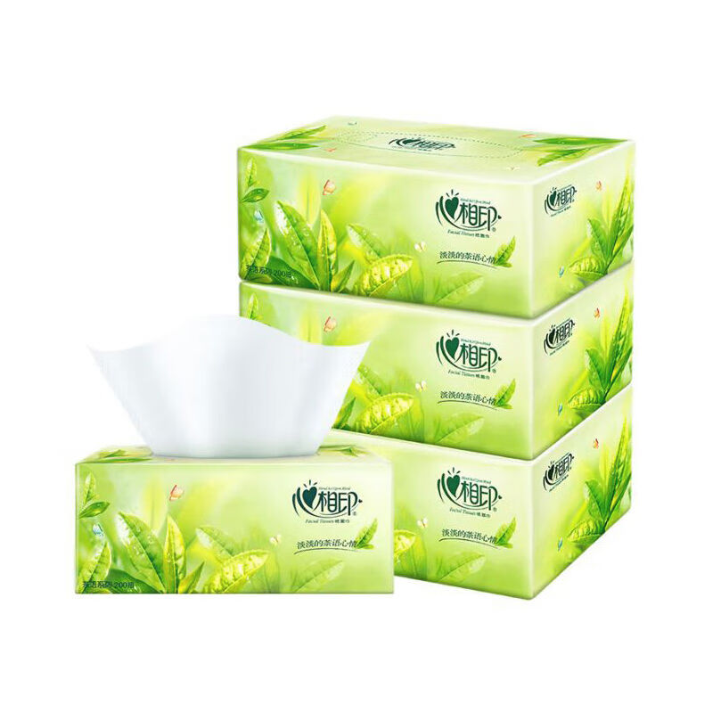 MKS 茶语硬盒装抽纸抽取式商用面巾纸巾二层200抽3联包高清大图