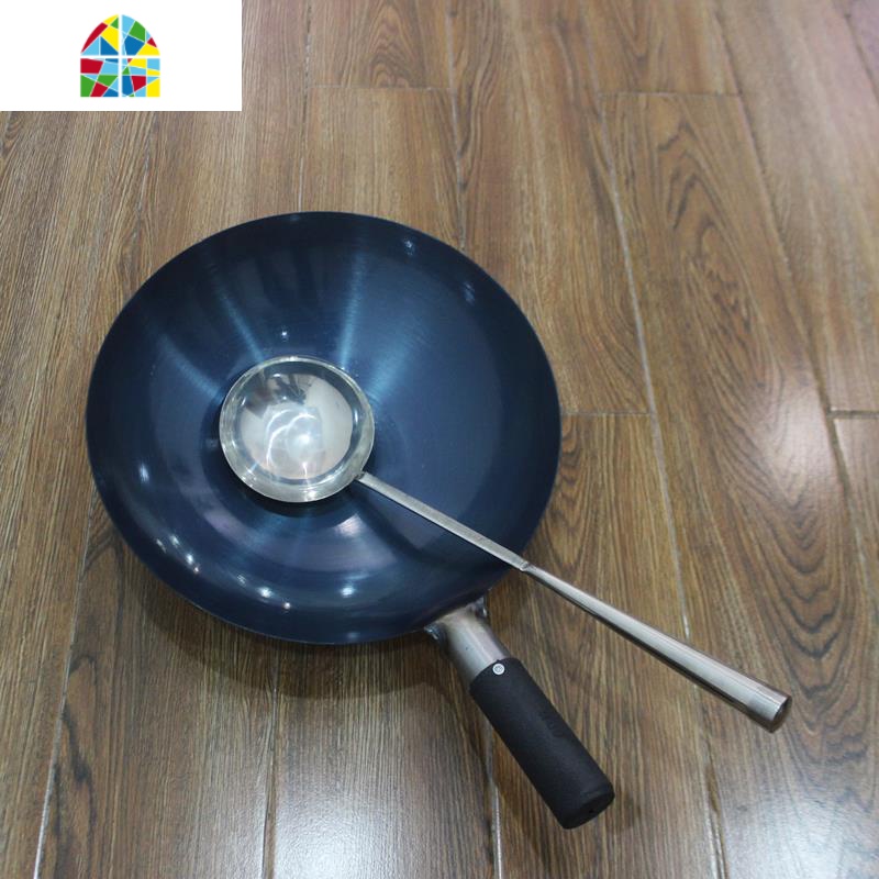 式轻薄铸铁小中锅轻便炒菜锅具铁锅锈大炒锅不锈铁加深家用锅轻巧 FENGHOU 32CM中厚款黑铁单锅高清大图