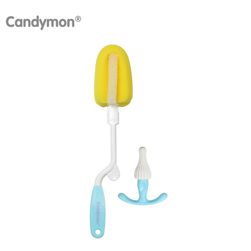 Candymon宽口海绵奶瓶刷+奶嘴刷蓝色CM-582063材质值奶瓶刷刷头:海绵耐热80℃;刷柄:PP:-20~110
