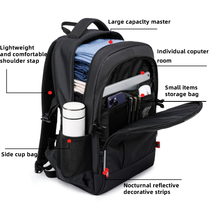 EZUOLA高端书包2023新款商务休闲男女背包多功能分区设计轻便耐磨高清大图