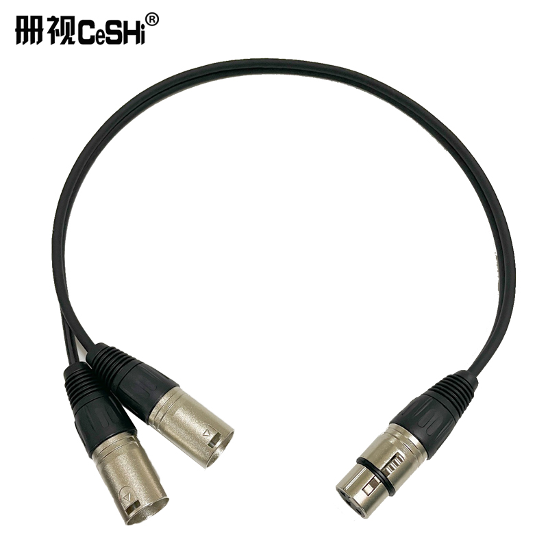册视带屏蔽一分二XLR卡侬线音频连接延长线一母二公1.5米条高清大图