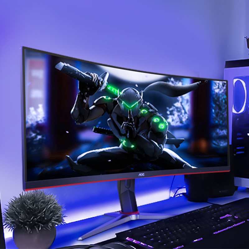 冠捷(AOC)34英寸曲面带鱼屏 LED背光 低蓝光 HDMI 200Hz 2K刷新率 超薄无边框 液晶台式电脑显示器144(CQ34G2Z)