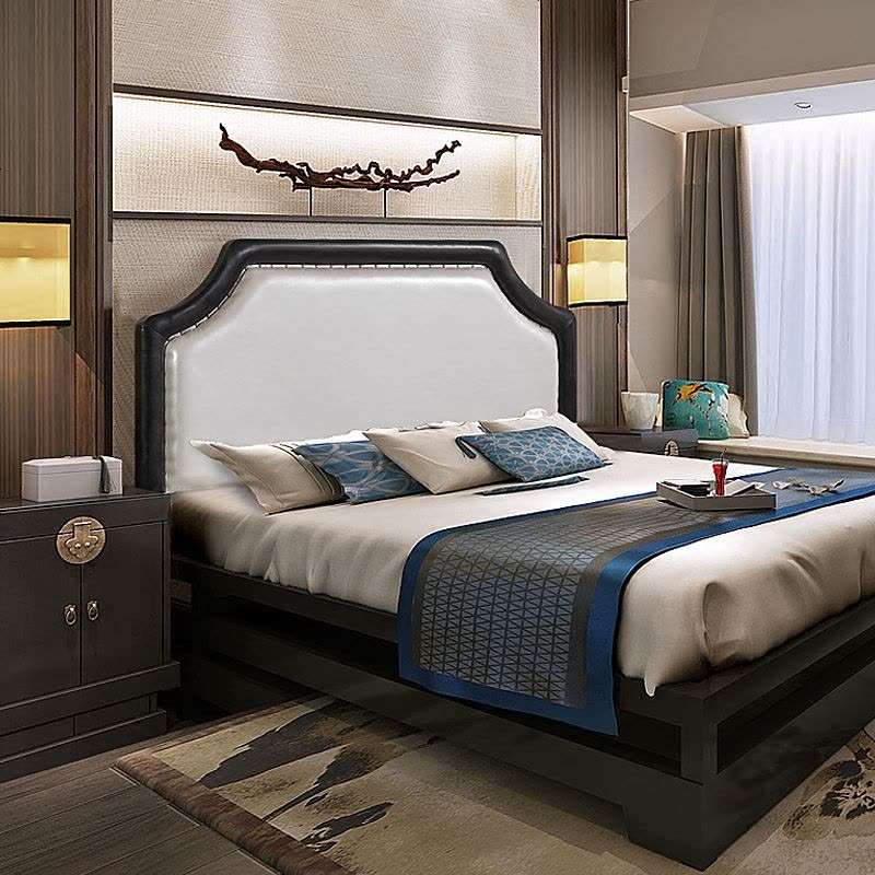 美式床头板软包布艺单双人简约北欧皮艺榻榻米酒店床头靠背板2米图片