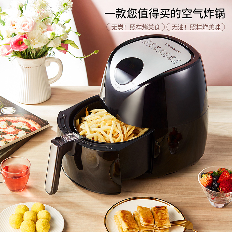 利仁(Liven)KZ-D3400 空气炸锅家用多功能无油煎炸无烟大容量双锅热空气循环不粘烤架易清洗自动断电高清大图