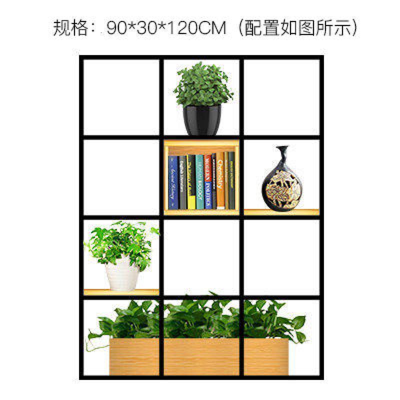汐岩美式搁板置物客厅实木书架创意产品展示铁艺落地屏风隔断陈列架子高清大图