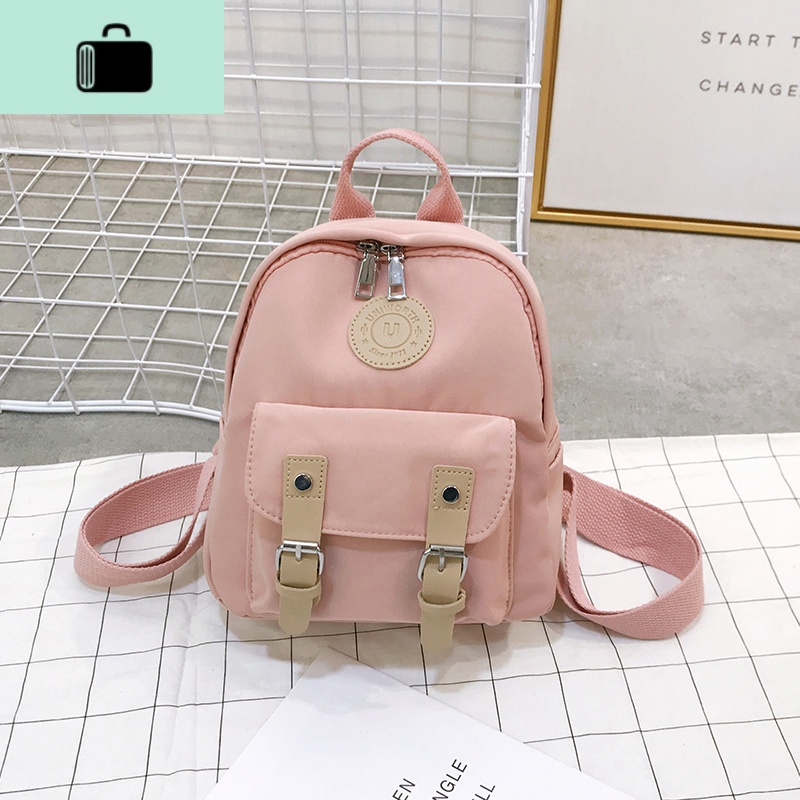 超火的双肩包女2020新款时尚迷你小背包休闲百搭ins风帆布包学生NEWLAKE 粉色