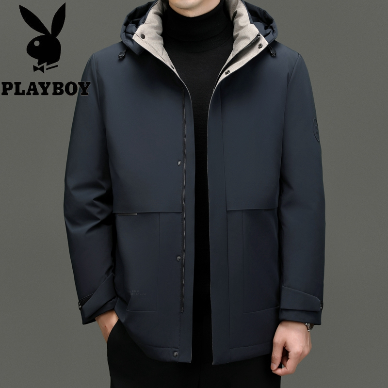 恒源祥品牌男装鹅绒羽绒服男士中长款外套厚户外上衣2023冬新款