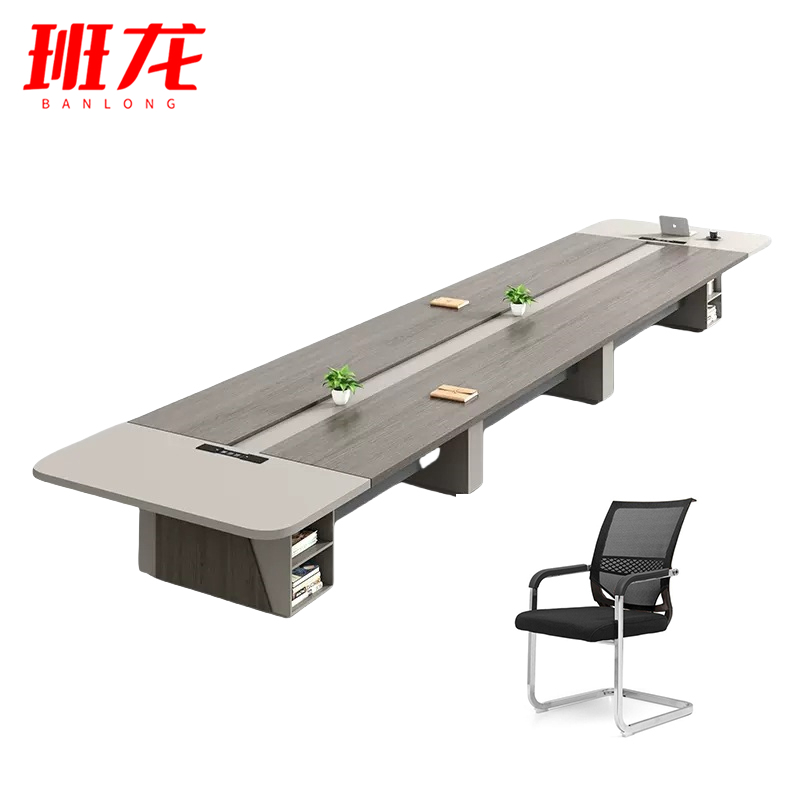 班龙长条会议桌8米+26把椅子套高清大图