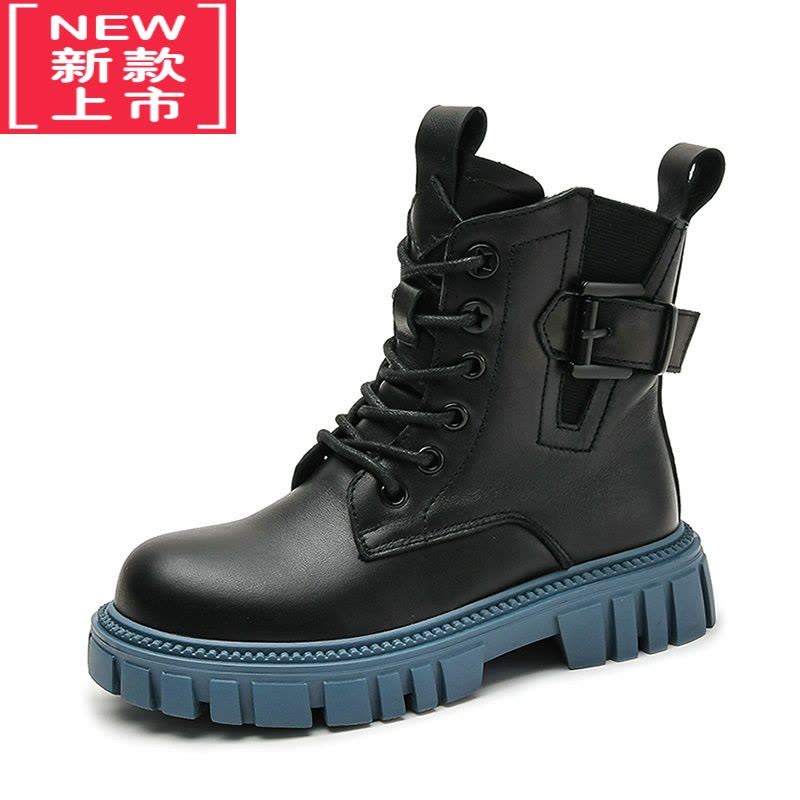 可莉允女童鞋马丁靴2022年秋冬季新款英伦风单短靴男童二棉加绒儿童靴子图片