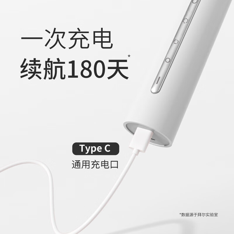 拜尔(BAiR) A9 电动牙刷成人声波充电式震动软毛情侣款学生党智能自动牙刷 桃粉(标配版2刷头)高清大图