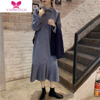 YUNWUXIN毛衣马甲套装春宽松设计感长款衬衫裙女两件套针织时尚连衣裙