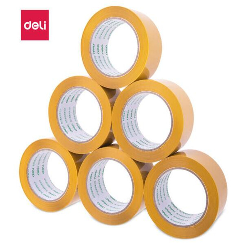 得力(deli)30359 封箱胶带打包宽胶带 黄色 60mm*100y(91.4米)*50μm