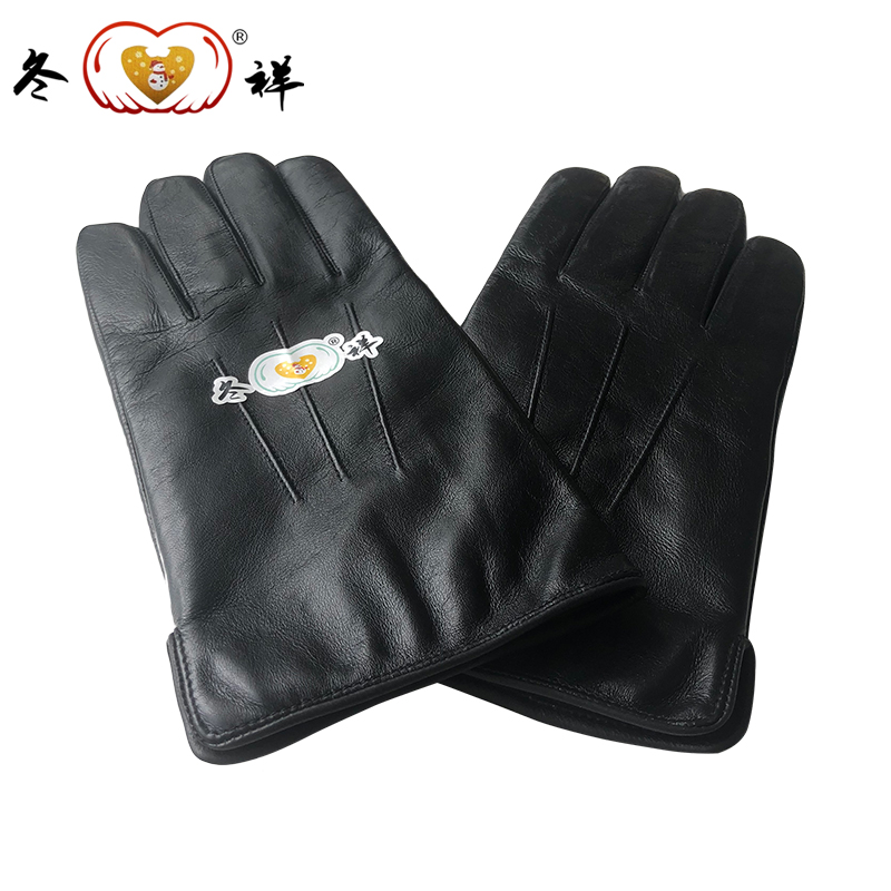 冬祥防寒手套进口羊皮薄绒里三绗缝男款五指手套一副高清大图