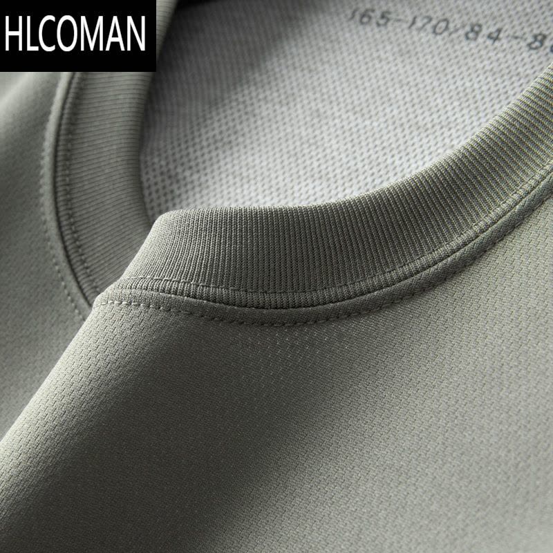 HLCOMAN夏季新款纯色速干T恤短袖体能训练服男女户外运动服休闲透气套装图片