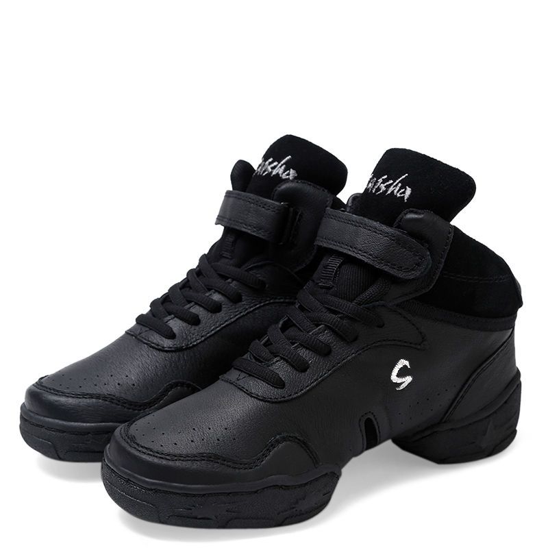 爵士舞鞋女学生鞋皮软底短靴舞蹈鞋秋冬女增高运动跳舞鞋