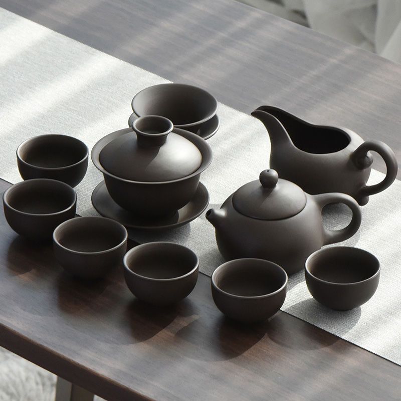 整套紫砂功夫茶具套装家用办公室日式简约泡茶壶茶杯公道杯茶道5头