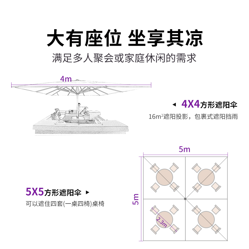 紫叶大型落地遮阳伞户外伞遮阳棚大伞停车景区商用店铺门口太阳伞高清大图