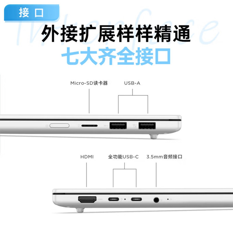 联想(Lenovo)小新air13 13.3英寸轻薄笔记本电脑 R7-7735HS 16G 512G固态 Win11 白色高色域护眼屏商用办公家用学习娱乐高清大图