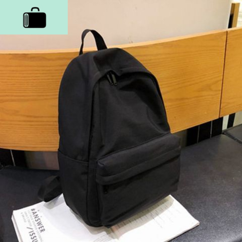 ins风书包女学生韩版2019新款网红初中高中帆布背包大容量双肩包NEWLAKE 黑色加青蛙挂件