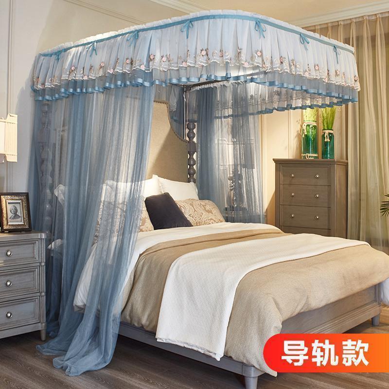 家柏饰(CORATED)蚊帐u型导轨廷落地欧式公主风纹账2米1.5m/1.8m床家用加密支架