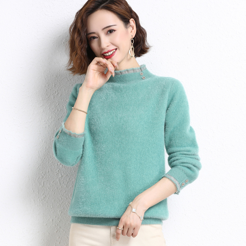 免费试穿春秋装新款半高圆领羊绒衫女中长款 a字连衣裙纯色显瘦遮肚大码羊毛衣专柜正品品牌羊绒衫女漂亮高清大图