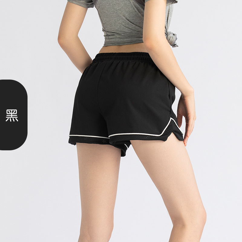 班蒂纳健身速干跑步短裤女夏假两件防走光百搭松紧宽松裸感运动服休闲裤YJDKSW01