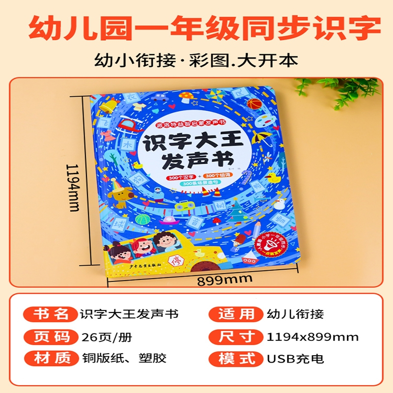 智扣识字大王发声书会说话的早教有声书幼儿象形识字认字 3–6-8岁手指点读发声书早教启蒙绘