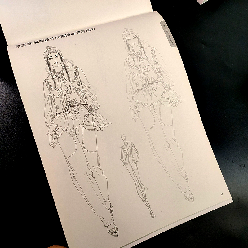 服装设计效果图技法详解 [正版]服装设计手绘描摹练习册 完全绘本 百余幅模版可临可描可上色 人体动态图素描速写技法教程临高清大图