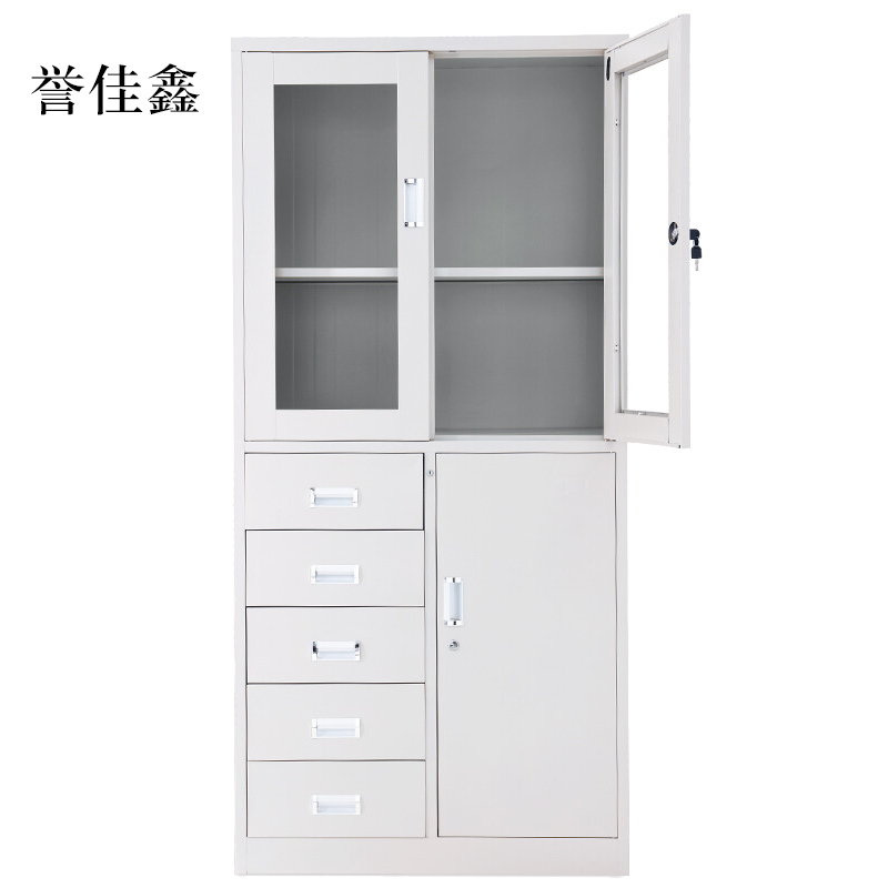 誉佳鑫钢制资料柜档案柜财务凭证柜带锁储物柜铁皮柜书柜偏五斗文件柜高清大图